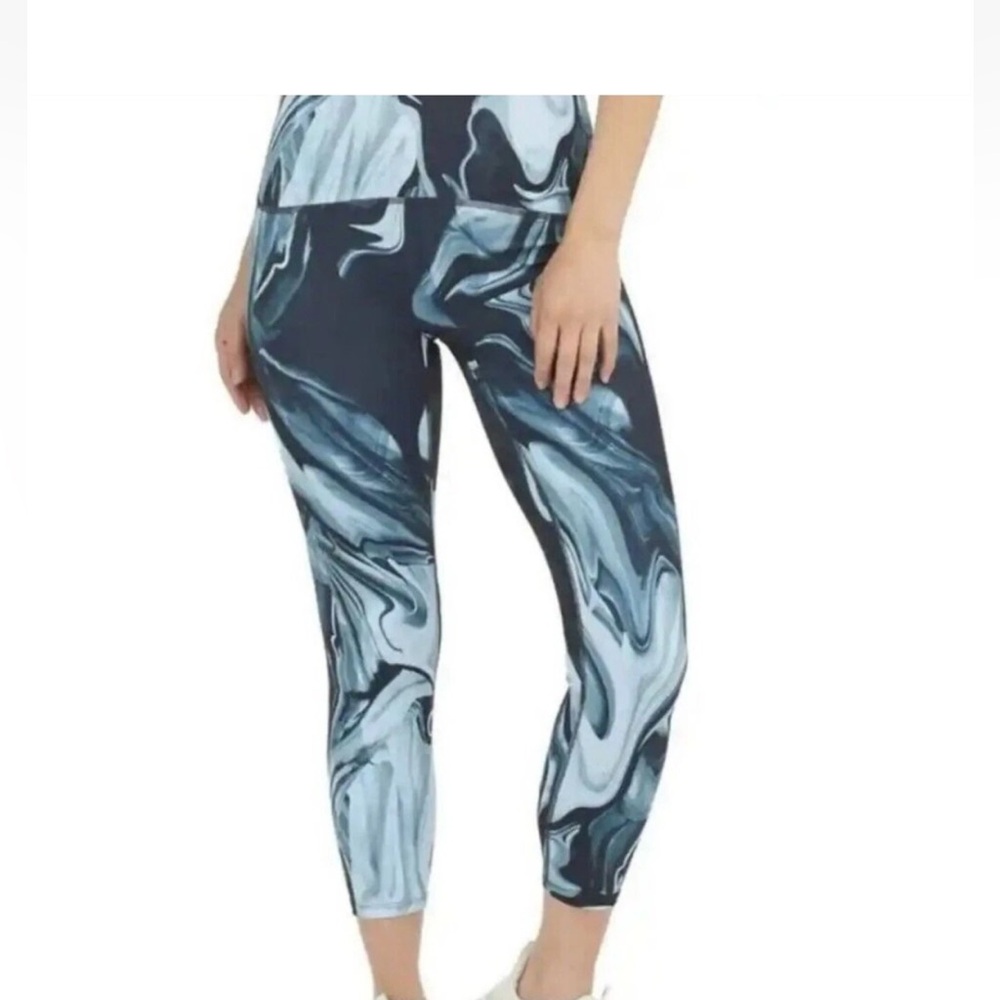 Spanx Booty Boost Active Marbled 7/8 Leggings 1X Blue Black Shaping Shapewear